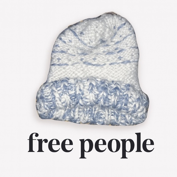 Free People Accessories - NWOT Free People Chunky Knit Beanie – Blue & Cream Oversized Winter Hat
